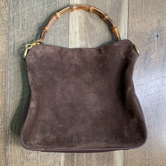 Gucci Suede Leather Vintage Brown Bamboo Arm Bag - Picture 2 of 11